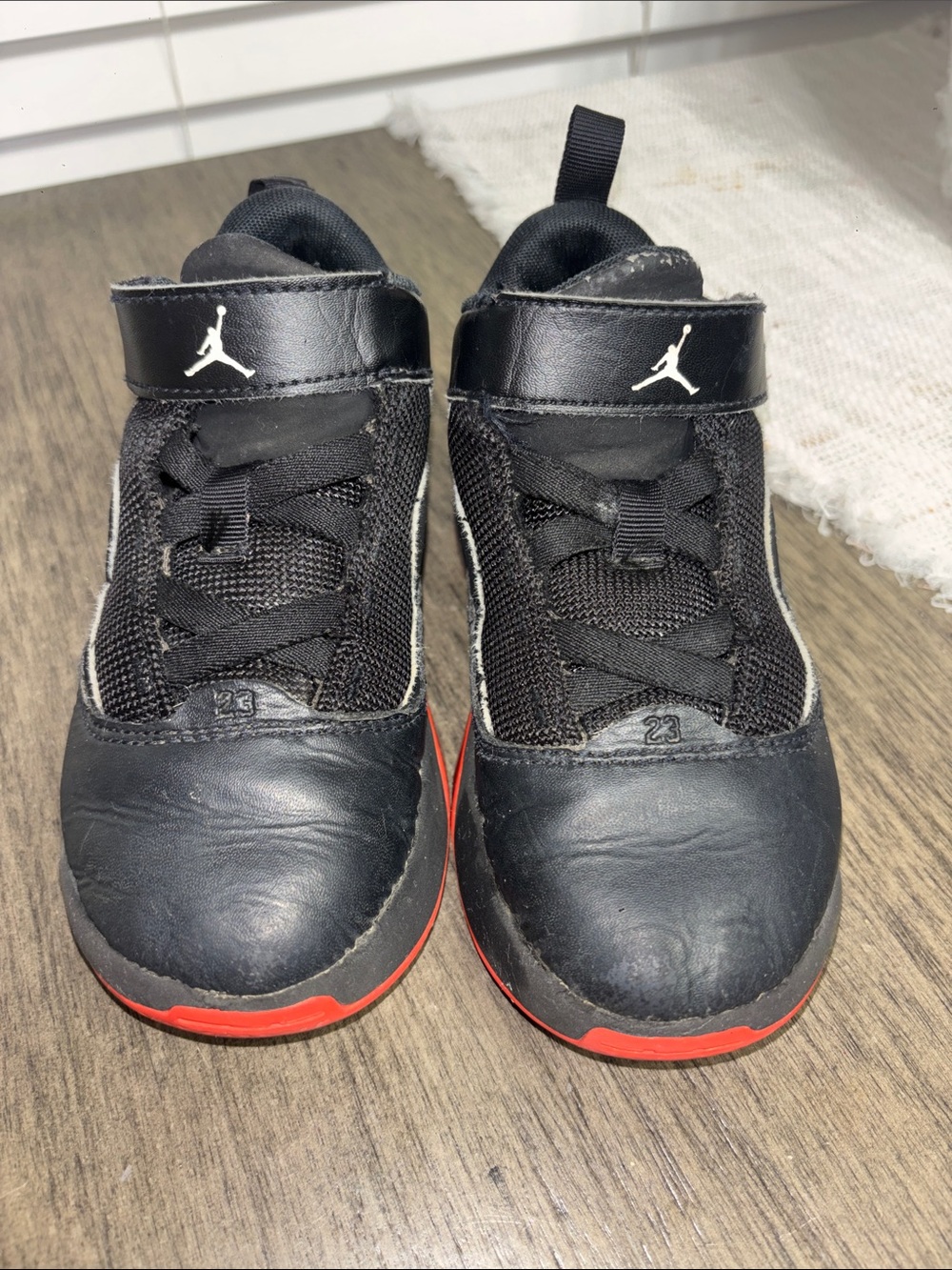 Nike Kids Black and Red Jordan Sneakers